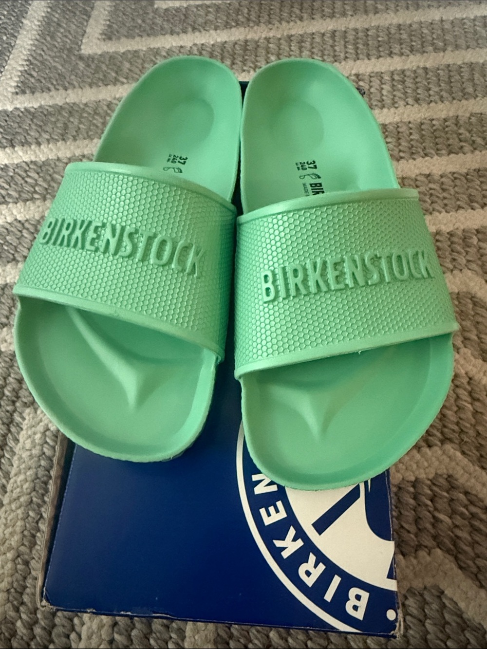 Birkenstock womens Mint Green Slide Sandals size 37 New